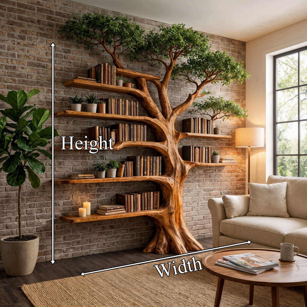 Nature Inspired Tree Display Bookcase Living Room