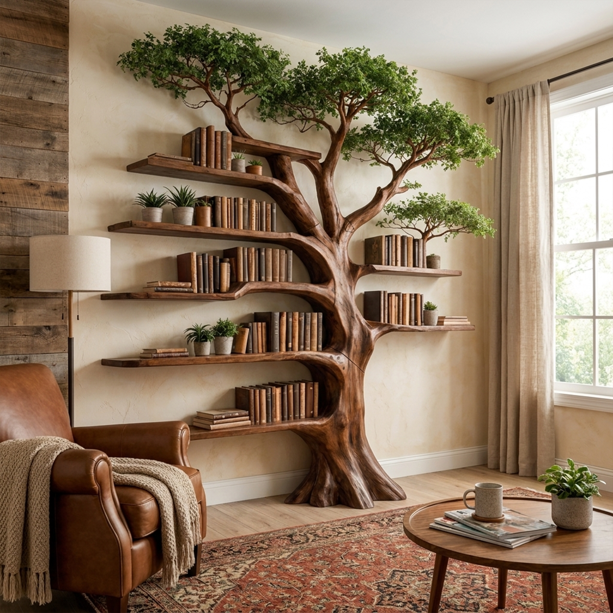 Nature Inspired Tree Display Bookcase Living Room