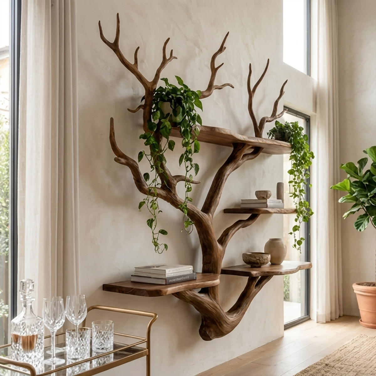 Sculptural Tree Wall Shelf