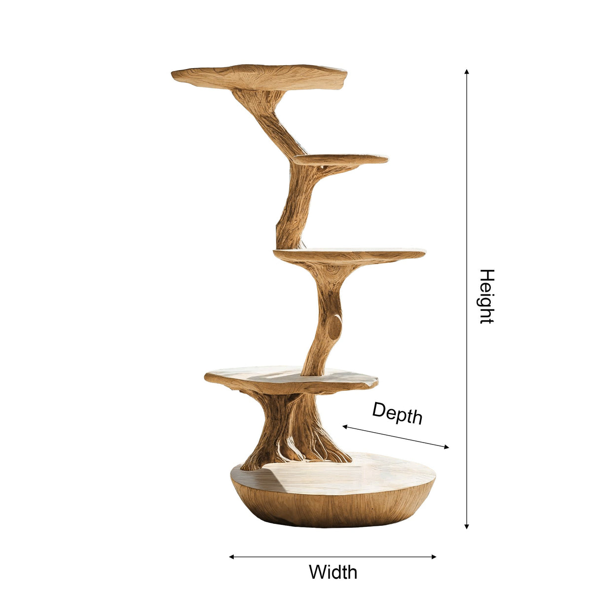 Lignum Sculpted Solid Wood Tree-Inspired Cat Tree Shelf