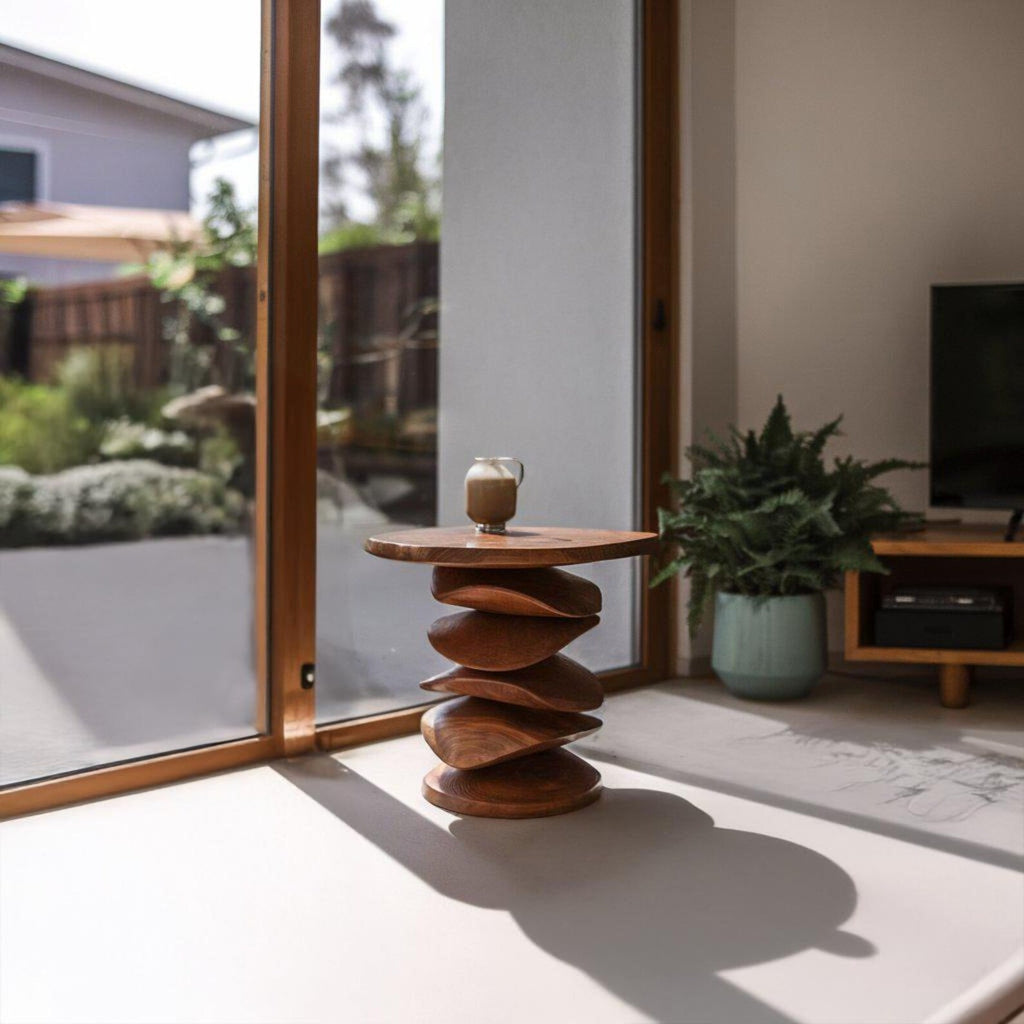 Sculptural Side Table For Living Room Corner Or Balcony